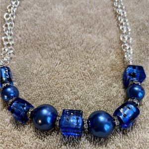 Blue glass handcrafted necklace